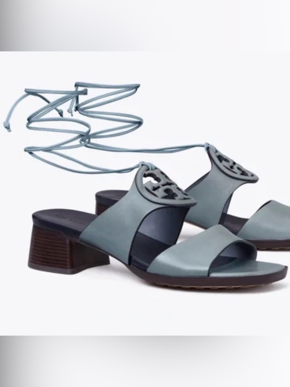 Tory Burch Olive Gray Miller Logo Slide Sandals - Picture 4 of 4